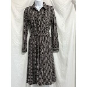 Talbots Equestrian Print Jersey Knit Shirtdress Women's Size Small Petite